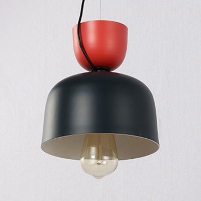 Nordic Metal Double Cone Ceiling Pendant Light - Stylish 1 Light Hanging Light in Green/Pink, Blue/Black, or Brown/Yellow