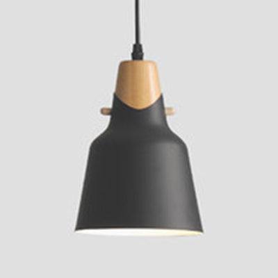 Luminaire suspendu contemporain en bois avec abat-jour en métal - Idéal pour la table à manger