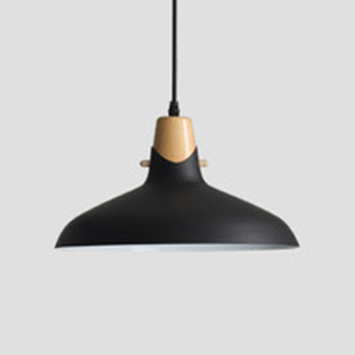 Luminaire suspendu contemporain en bois avec abat-jour en métal - Idéal pour la table à manger