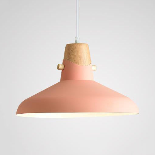 Modern Metal Bell/Dome Pendant Ceiling Light - 1 Light, 8.5"/14" Dia - Pink/Yellow/Green