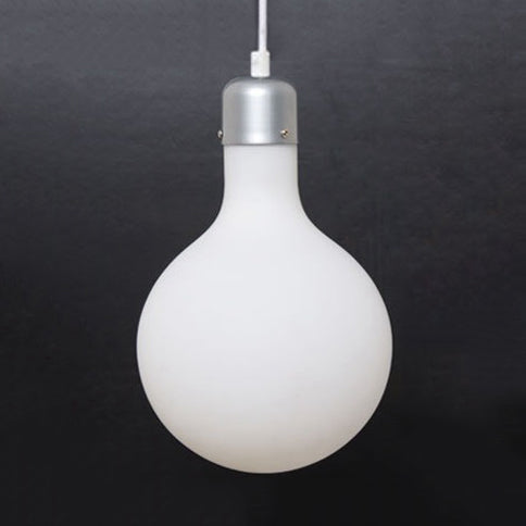 Contemporary Pendant Lighting: 1-Light With White Glass Shade & Silver Ball/Cone/Pill-Shaped Kit