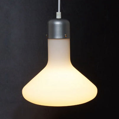 Contemporary Pendant Lighting: 1-Light With White Glass Shade & Silver Ball/Cone/Pill-Shaped Kit / B