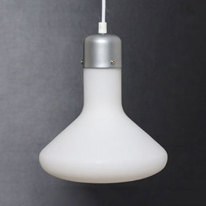 Contemporary Pendant Lighting: 1-Light With White Glass Shade & Silver Ball/Cone/Pill-Shaped Kit