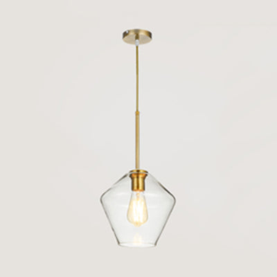 Modern Glass Pendant Lamp 1-Light Ceiling Light Clear/Amber Triangle/Urn/Diamond 9/14/16.5 Wide