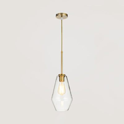 Modern Clear/Amber Glass Pendant Lamp - Triangle/Urn/Diamond Design, 1-Light, Ceiling Mount, 9"/14"/16.5" Wide
