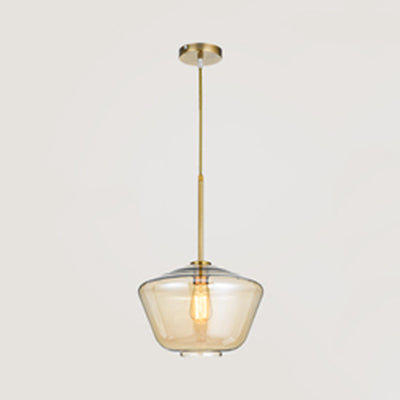 Modern Clear/Amber Glass Pendant Lamp - Triangle/Urn/Diamond Design, 1-Light, Ceiling Mount, 9"/14"/16.5" Wide