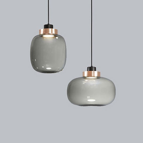 Suspension LED moderne en verre fumé - Kit de suspension de 7"/8,5" de large en lumière blanche/chaude