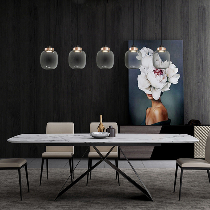 Suspension LED moderne en verre fumé - Kit de suspension de 7"/8,5" de large en lumière blanche/chaude