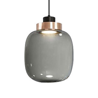 Suspension LED moderne en verre fumé - Kit de suspension de 7"/8,5" de large en lumière blanche/chaude