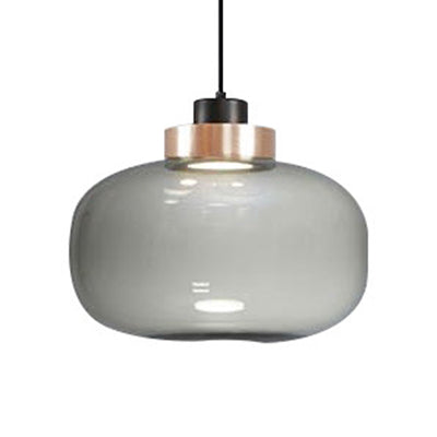 Suspension LED moderne en verre fumé - Kit de suspension de 7"/8,5" de large en lumière blanche/chaude