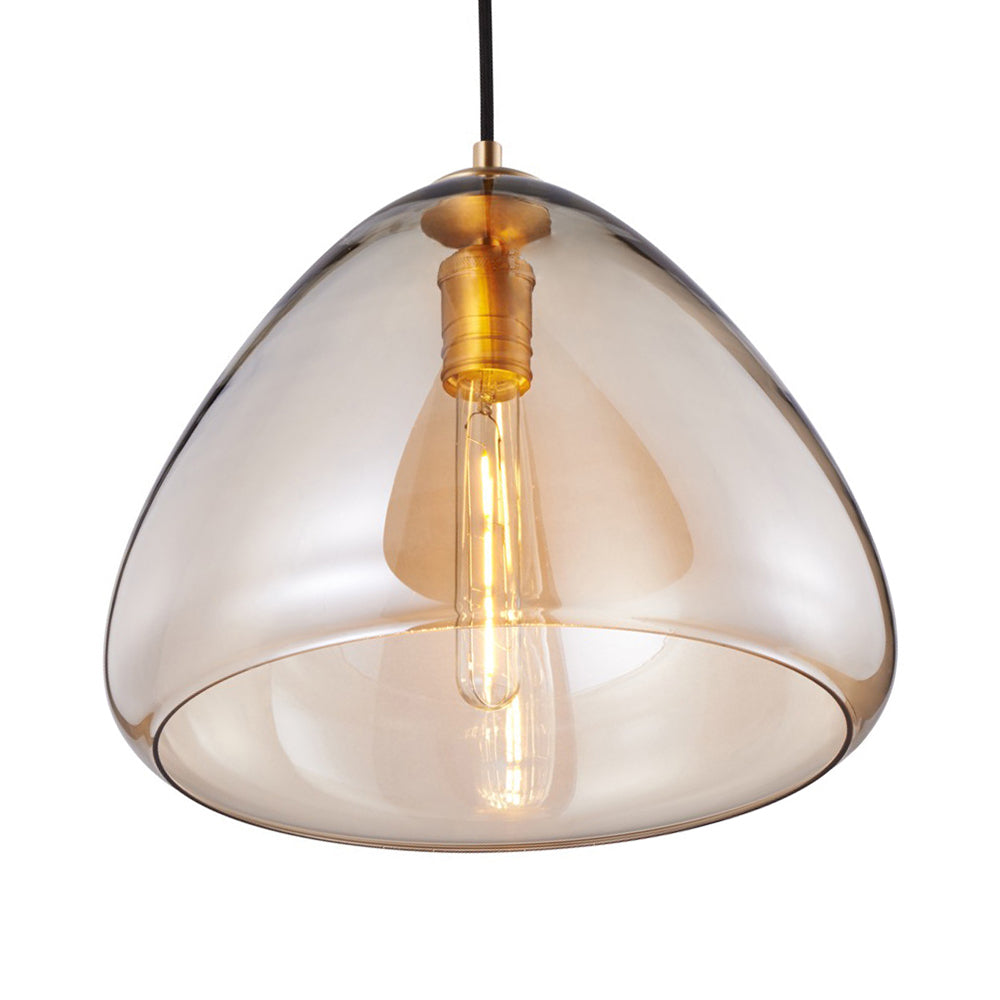 Post-Modern Cone Pendant Lamp – 8.5"/10" Width – Amber/Smoky Glass – 1 Light – Living Room