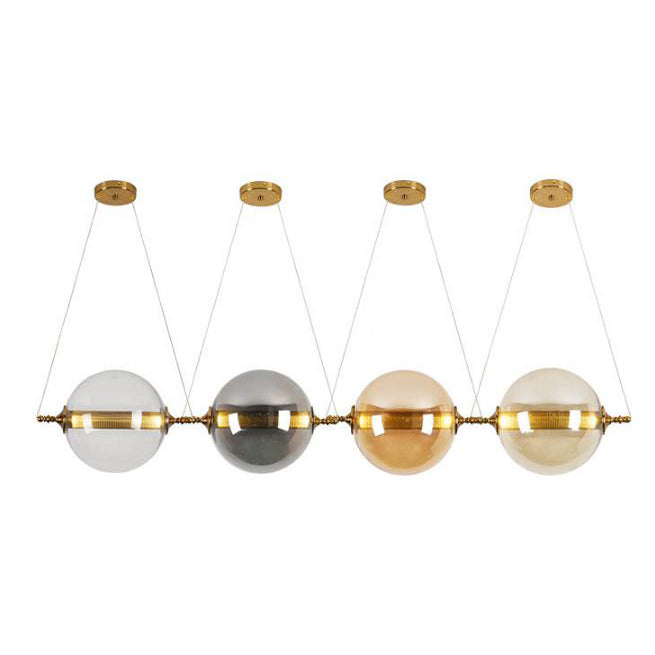 Modern Ball Pendant Amber/Smoke/Tan Glass Bedroom Ceiling Led Fixture