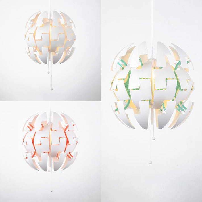 Contemporary Metallic Exploding Pendant Light In Green/Orange/White