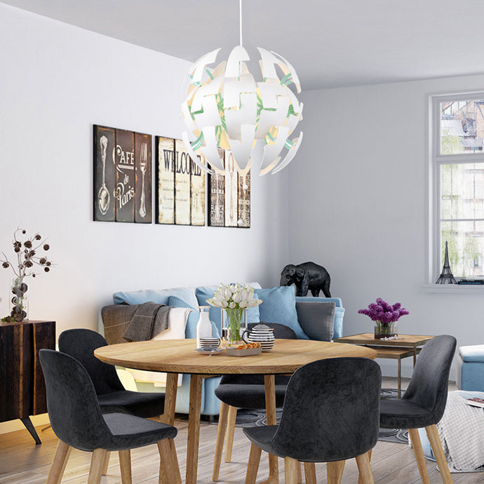 Contemporary Metallic Exploding Pendant Light In Green/Orange/White