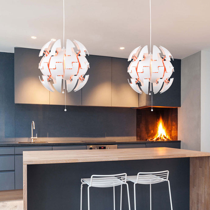 Contemporary Metallic Exploding Pendant Light In Green/Orange/White