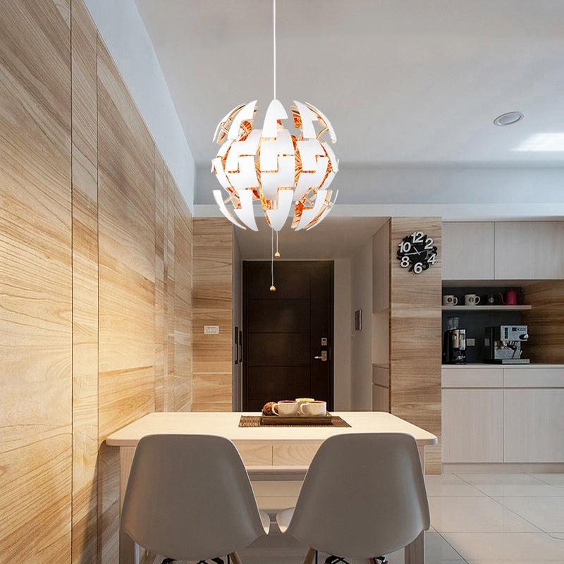 Contemporary Metallic Exploding Pendant Light In Green/Orange/White