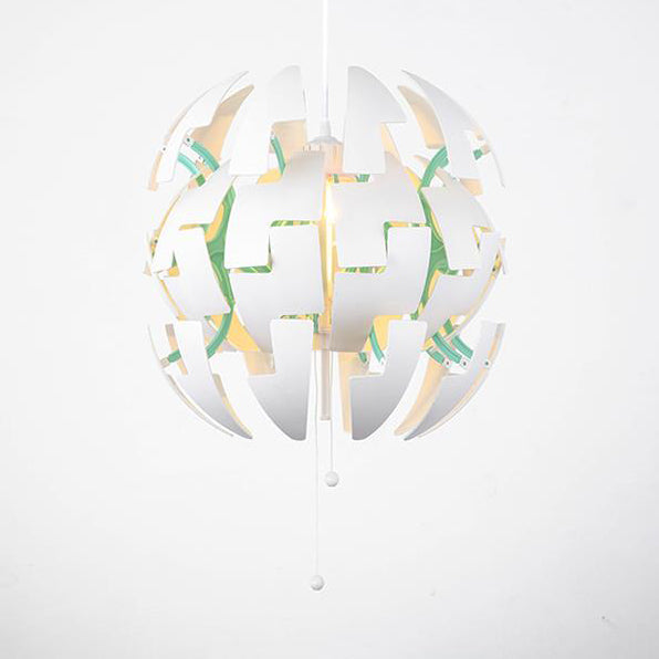 Contemporary Metallic Exploding Pendant Light In Green/Orange/White Green