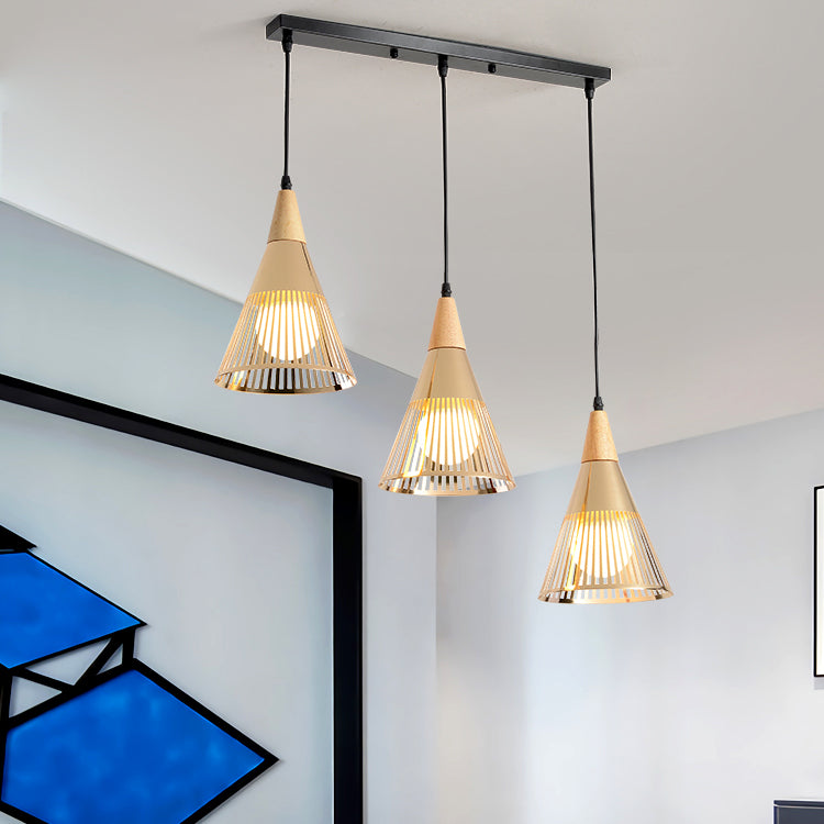 Modern Gold Conical Ceiling Light for Restaurants and Cafes