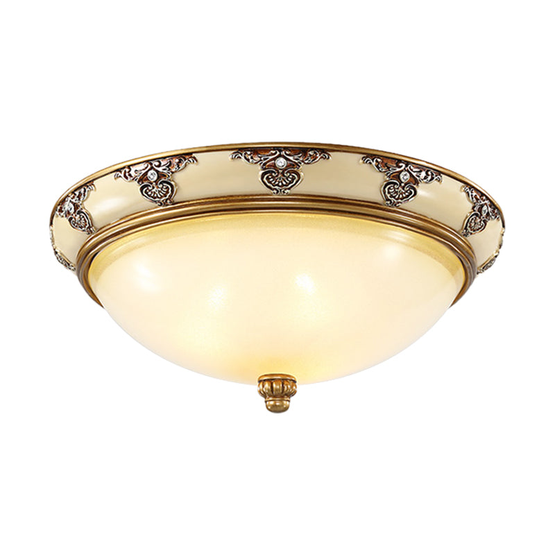 Golden Dome Opal Glass Flush Mount Ceiling Light Fixture - Classic Design, 3-Bulb, 15"/19" Width