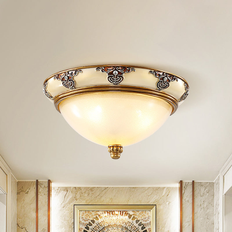 Golden Dome Opal Glass Flush Mount Ceiling Light Fixture - Classic Design, 3-Bulb, 15"/19" Width