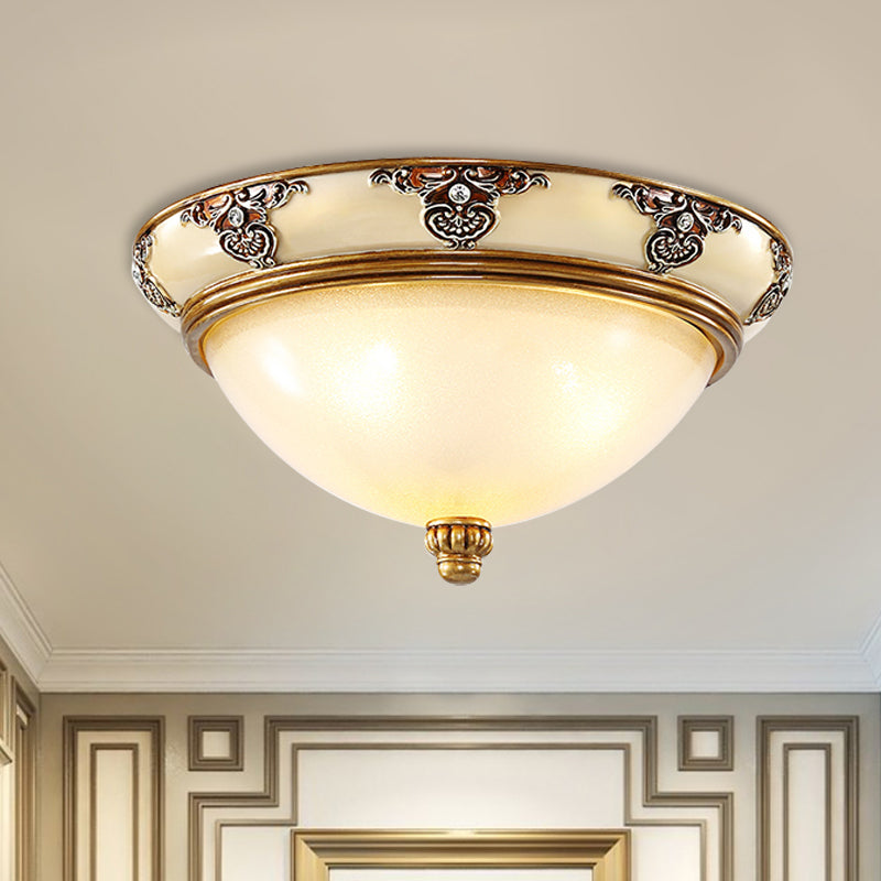 Golden Dome Opal Glass Flush Mount Ceiling Light Fixture - Classic Design, 3-Bulb, 15"/19" Width