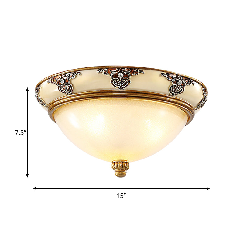 Golden Dome Opal Glass Flush Mount Ceiling Light Fixture - Classic Design, 3-Bulb, 15"/19" Width