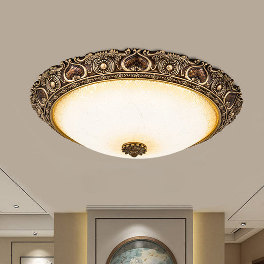 Led Farmhouse Flush Mount Light With Frosted Glass And Brown Finish - 3 Size Options Warm/White