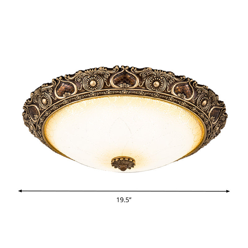 LED Farmhouse Flush Mount Light with Frosted Glass and Brown Finish - 3 Size Options and Warm/White Light