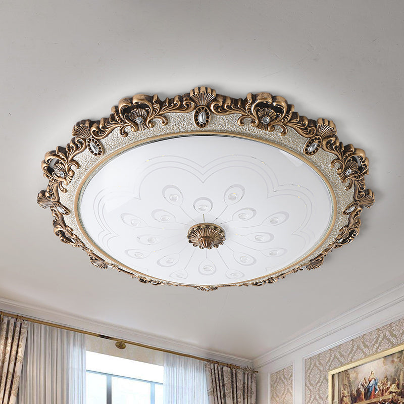 Traditional Glass Flush Dome Light in Warm/White LED - Various Sizes Available