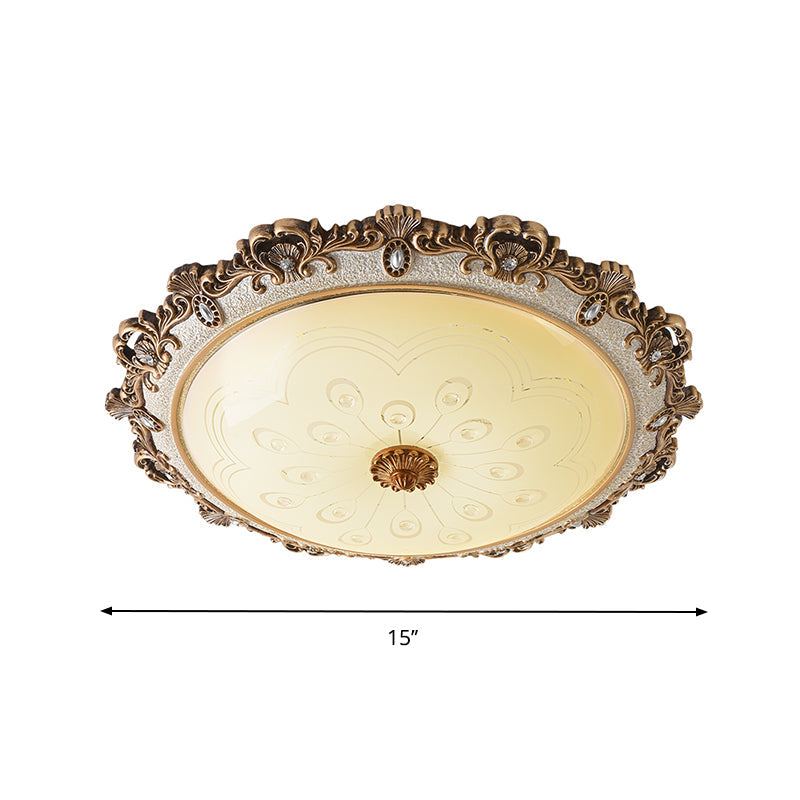 Traditional Glass Flush Dome Light In Warm/White Led - Various Sizes Available