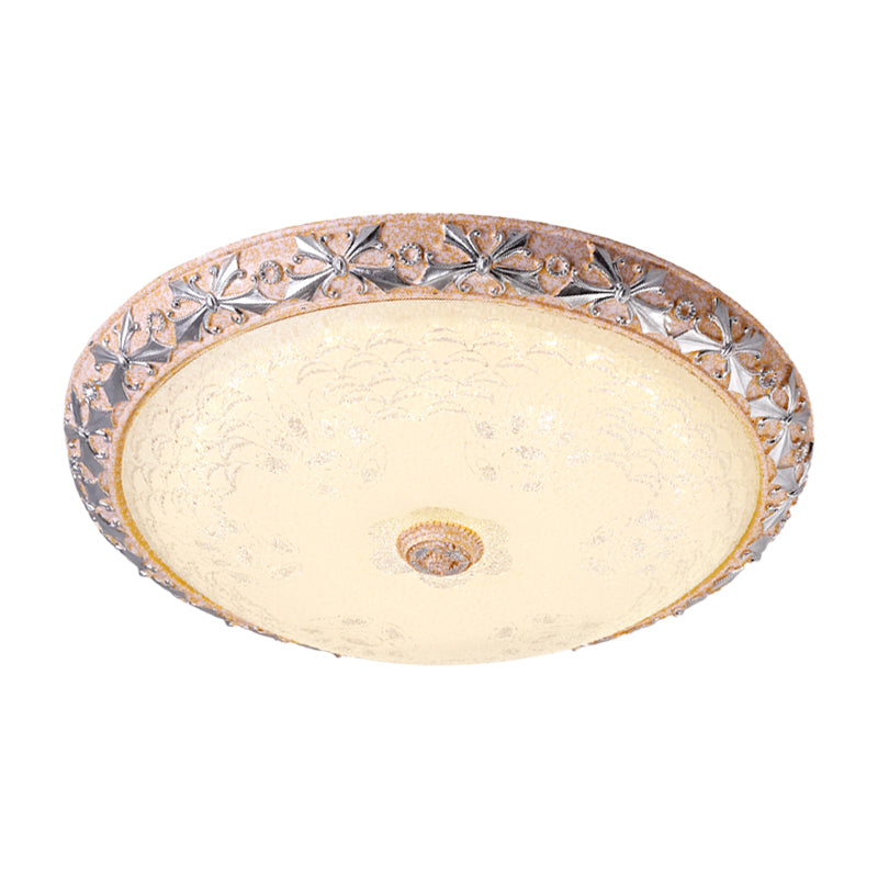 Vintage Textured Glass LED Ceiling Lamp in Silver Bowl Design - Available in 3 Sizes