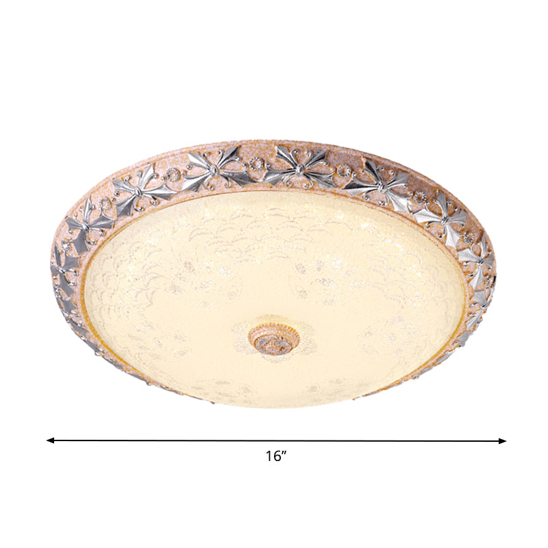 Vintage Textured Glass LED Ceiling Lamp in Silver Bowl Design - Available in 3 Sizes