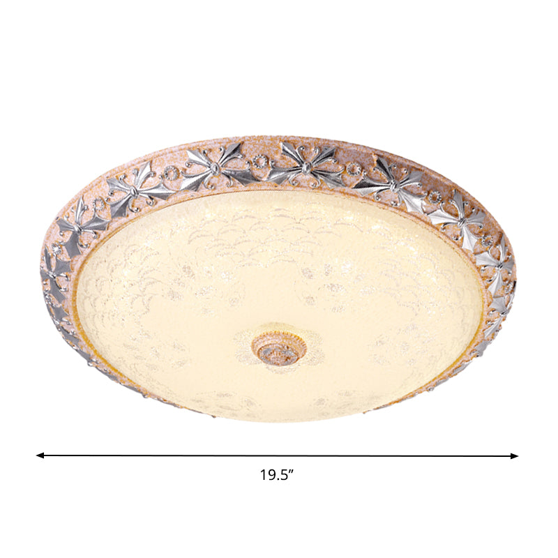 Vintage Textured Glass LED Ceiling Lamp in Silver Bowl Design - Available in 3 Sizes