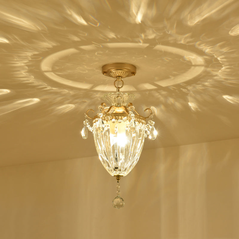 Plafonnier moderne en cristal transparent - Montage semi-encastré avec 1 ampoule