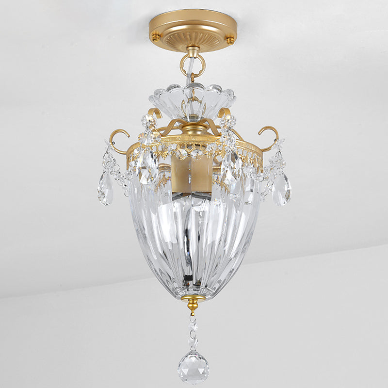 Plafonnier moderne en cristal transparent - Montage semi-encastré avec 1 ampoule