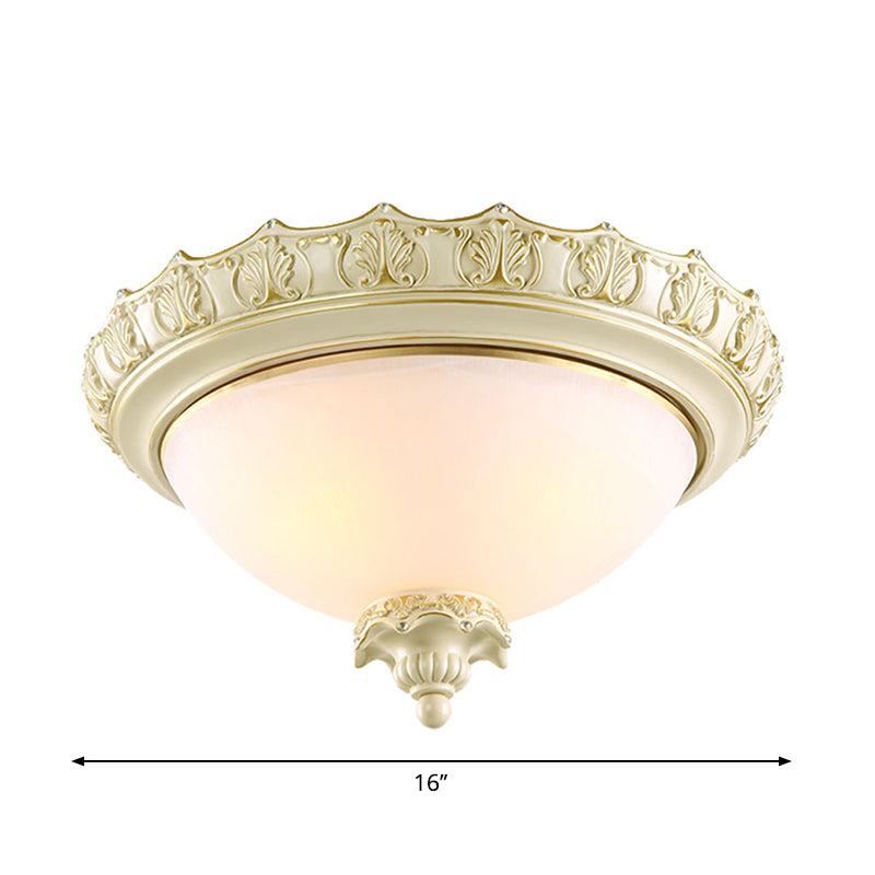 Plafonnier encastré vintage en verre opale givré blanc - Style bol à 2/3 ampoules, différentes largeurs - Idéal pour le salon - 14"/16"/19,5
