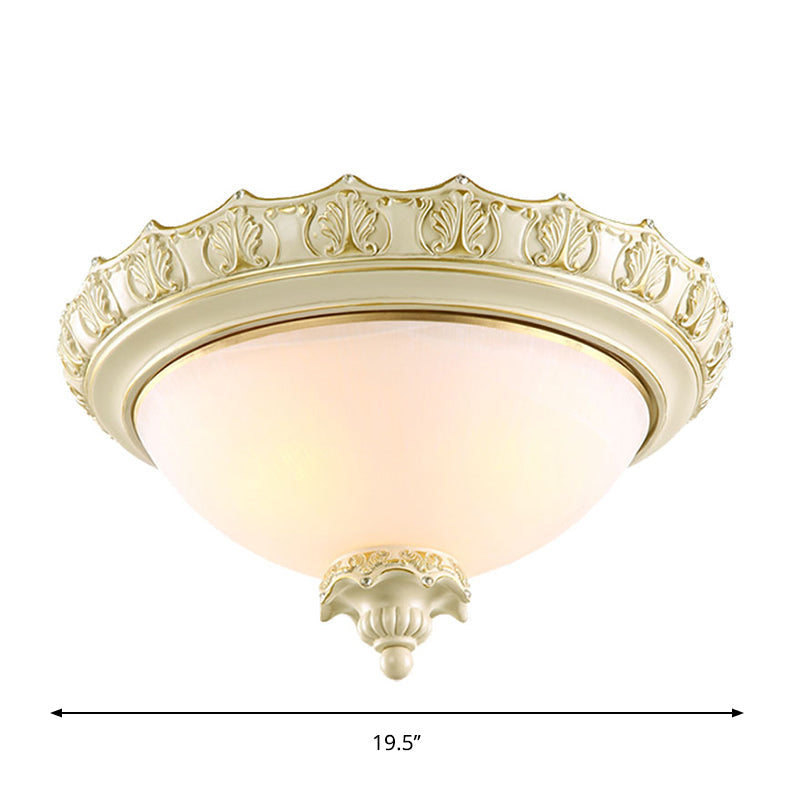 Vintage Opal Frosted Glass Flushmount Ceiling Light In White - 2/3-Bulb Bowl Style Various Widths