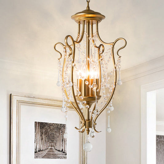 Sleek Swirled Iron Pendant Light with Crystal Stands for Dinning Hall