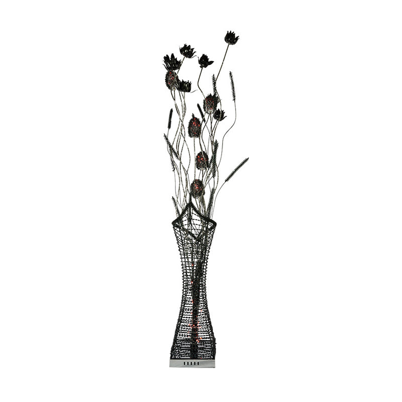 Art Decor Entwing Branch Led Floor Lamp With Geometric Base - Gold/Black/Red