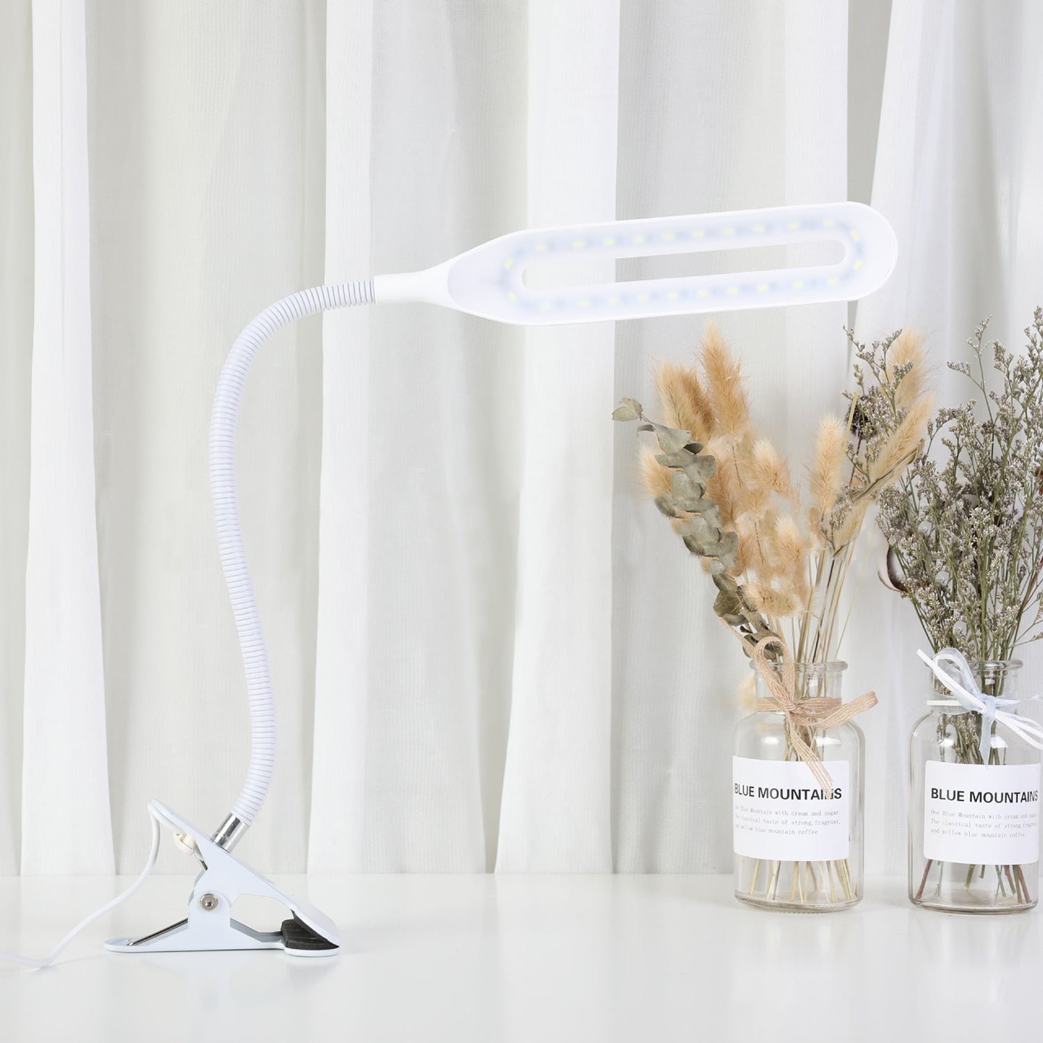 Usb Led Reading Light With Flexible Arm Modern Desk Lamp For Eye Protection White