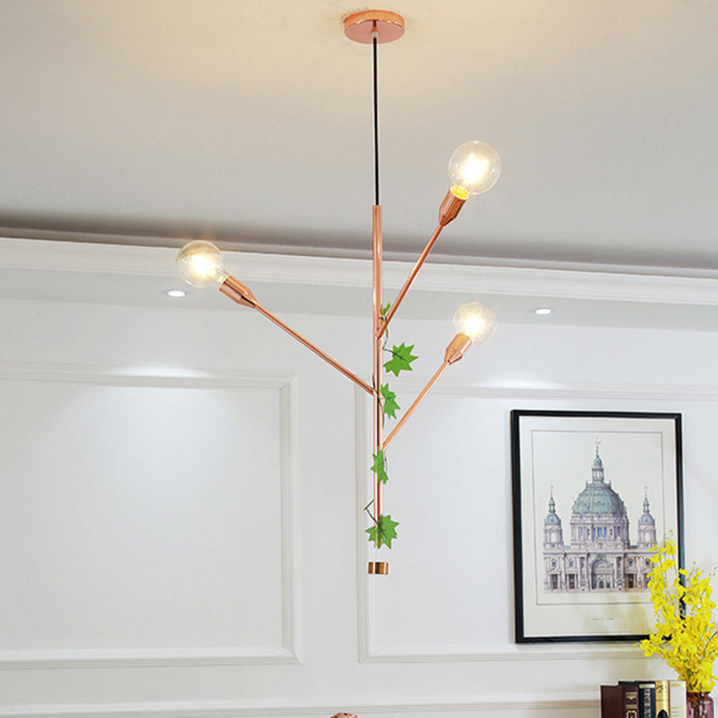 Lampe à suspension moderne en métal - 3/6 lumières - Doré/or rose - Idéal pour la salle à manger