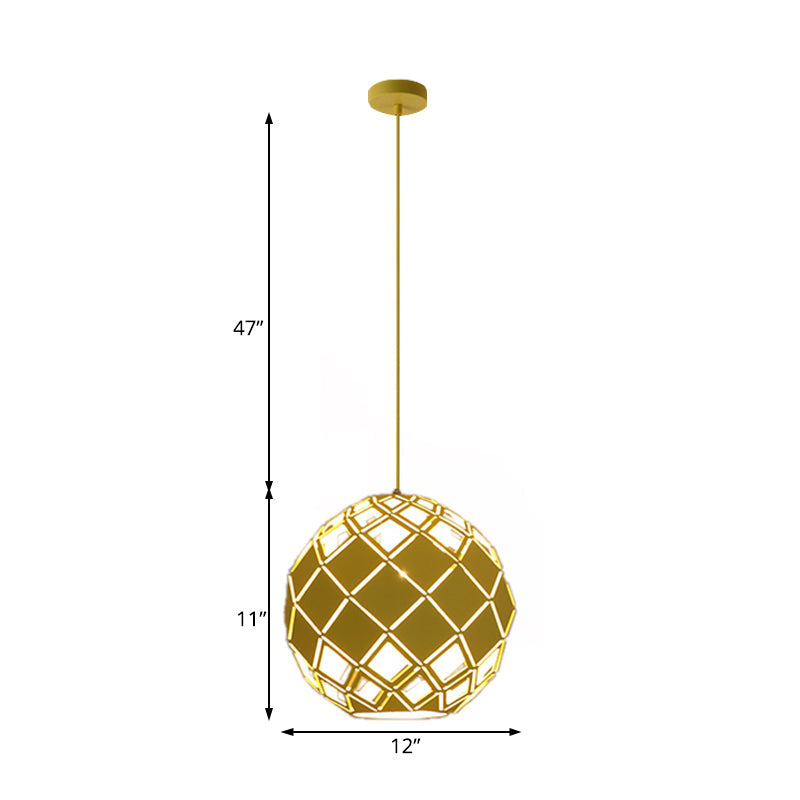 Hollow Globe Pendant Light - Nordic Metal Ceiling Lamp For Study Room 1 Blue/Red/Yellow