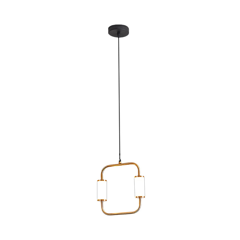 LED Hanging Pendant with White Glass Cylinder Shade and Brass Design – Simple Style