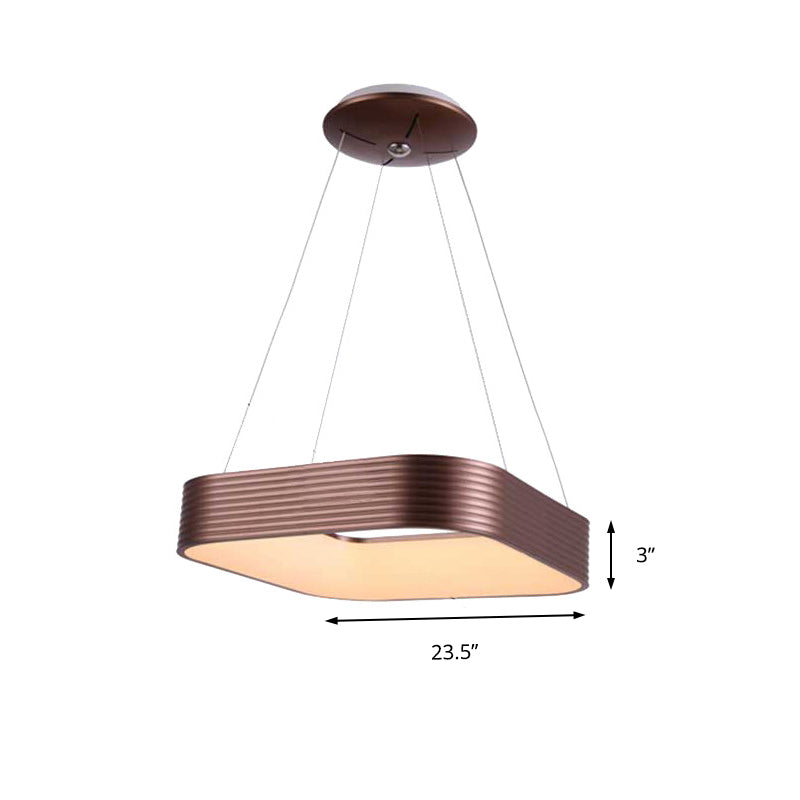 Contemporary Rose Gold Square LED Suspension Pendant Light - 18"/23.5" Wide