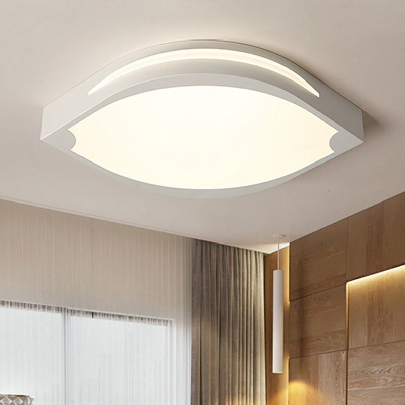 Leaf Shaped Ceiling Light - Contemporary Design, LED Acrylic Flush Pendant - White, with Warm/White Lighting - Sizes: 23.5"/27.5" Dia