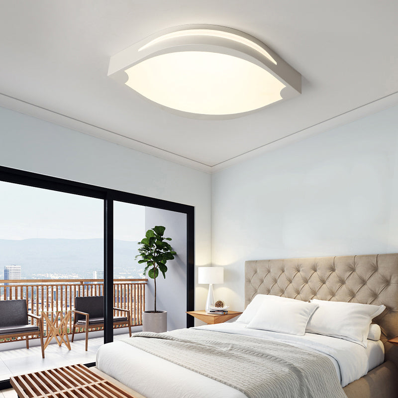 Leaf Shaped Ceiling Light - Contemporary Design, LED Acrylic Flush Pendant - White, with Warm/White Lighting - Sizes: 23.5"/27.5" Dia