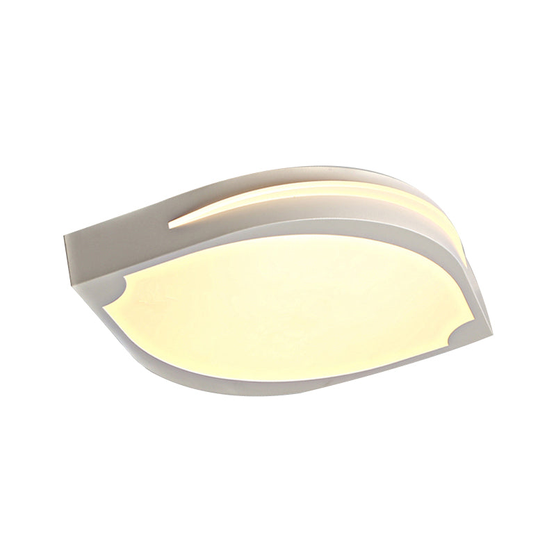 Leaf Shaped Ceiling Light - Contemporary Design, LED Acrylic Flush Pendant - White, with Warm/White Lighting - Sizes: 23.5"/27.5" Dia