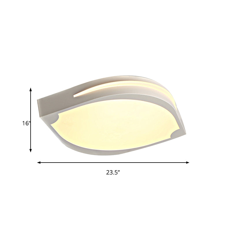 Leaf Shaped Ceiling Light - Contemporary Design, LED Acrylic Flush Pendant - White, with Warm/White Lighting - Sizes: 23.5"/27.5" Dia