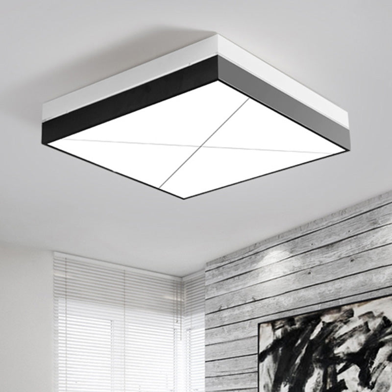 Modern White Square Flush Ceiling Light with Acrylic and Metal Frame - LED Bedroom Lighting in Warm/White