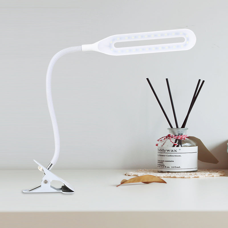 Oblong Shade Led Clip-On Desk Light With Eye-Caring Technology For Reading Black/White
